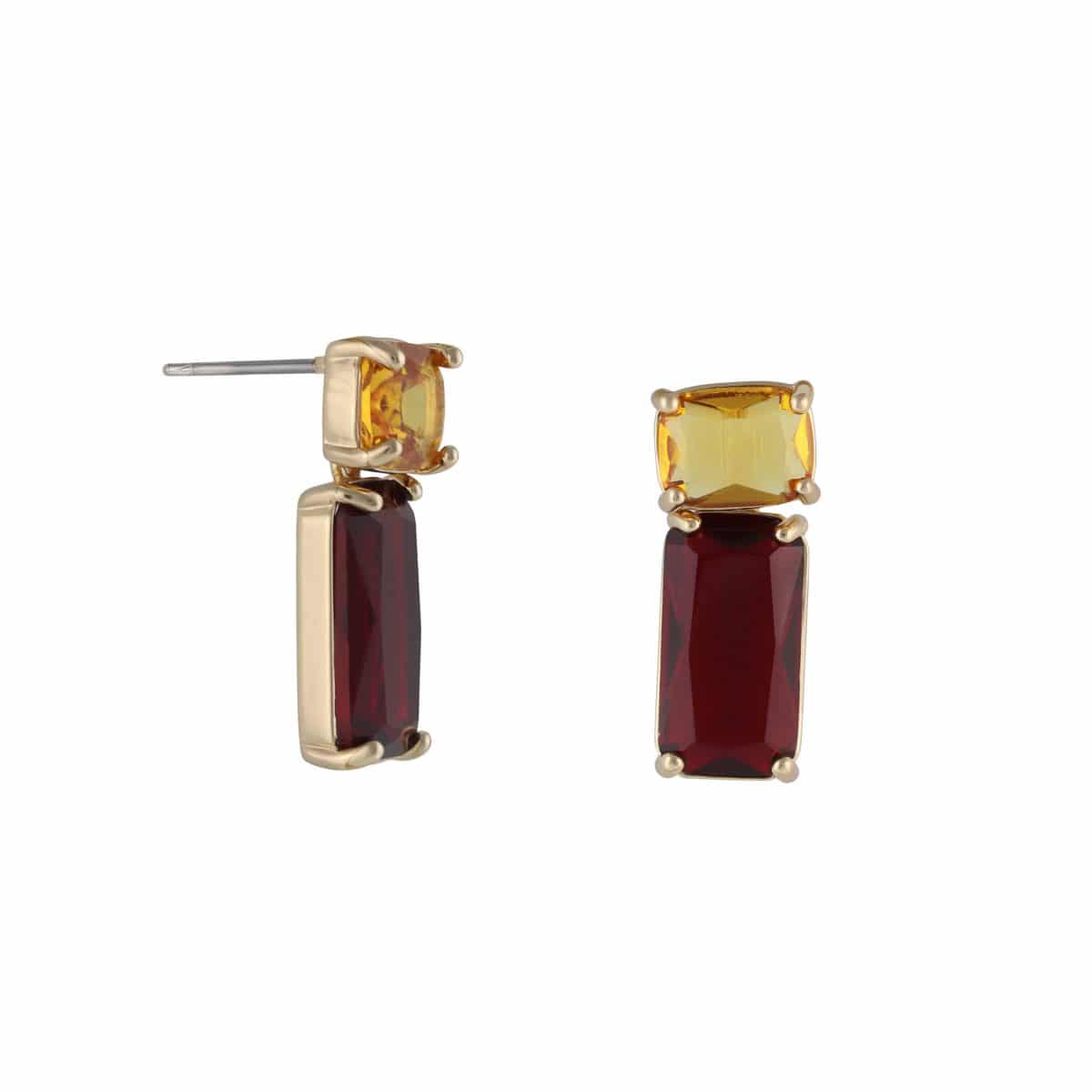 Caila Allure Stone Cut Luxe Earrings in Topaz and Ruby