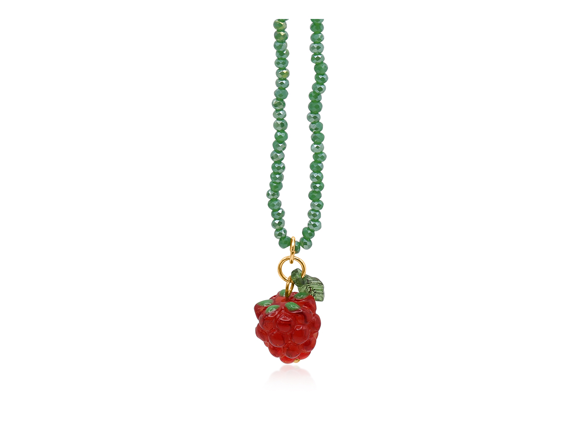MALINA RASPBERRY BEADED NECKLACE