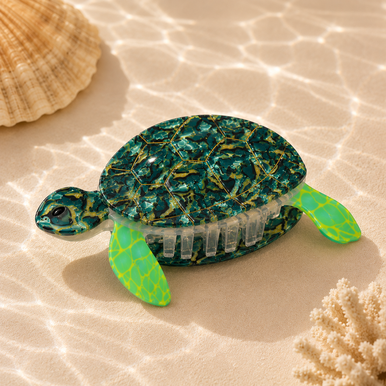 GREEN TURTLE HAIRCLIP
